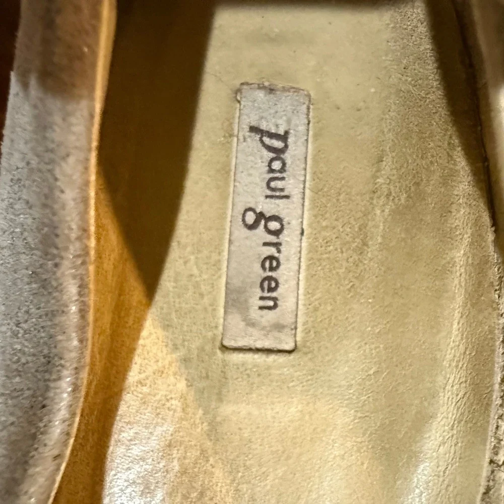 Paul Green Women's Beige‎ Suede Metallic Accent Espadrille Flats Shoes Size 10
